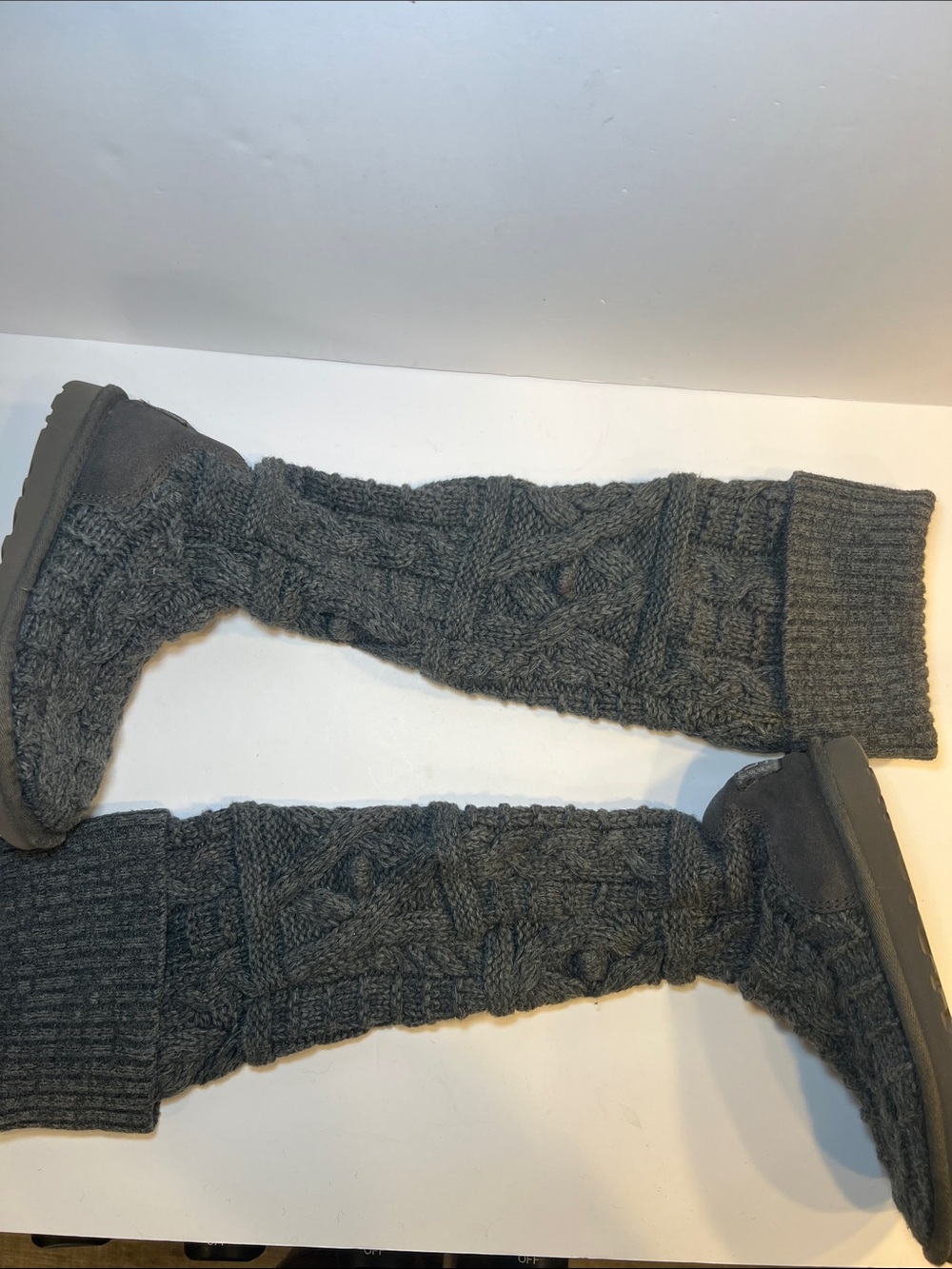 UGG Gray Cable Knit Tall Boots